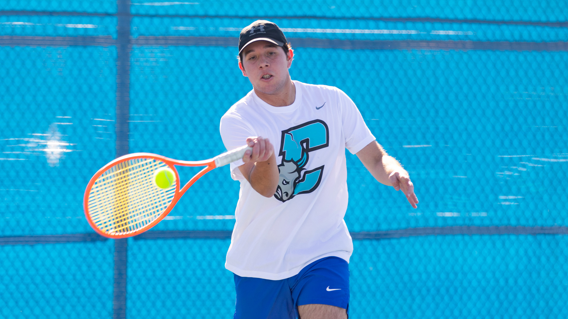 Galen Villareal returns a serve in the Crush's opening match against Bakersfield.
